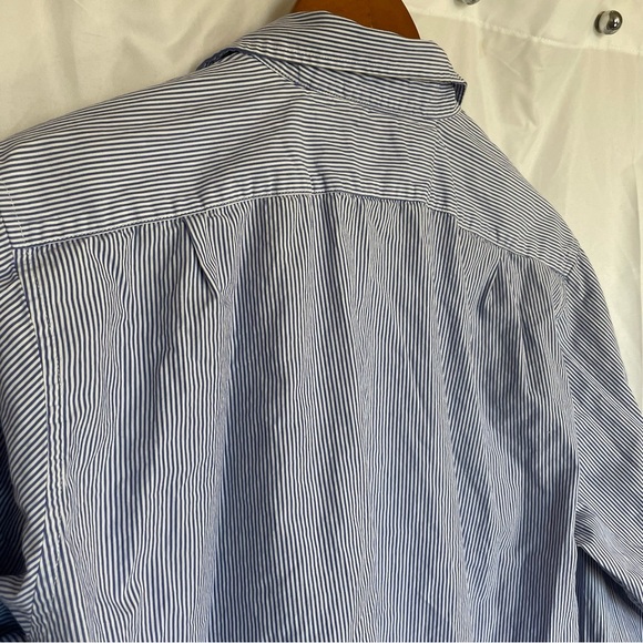 AMERICAN EAGLE Men’s Blue White Stripe Button Down Slim Fit Shirt Size Large - Picture 11 of 12